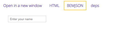 The BEMJSON tab in the "input" block example
