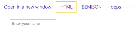 The HTML tab in the input block example